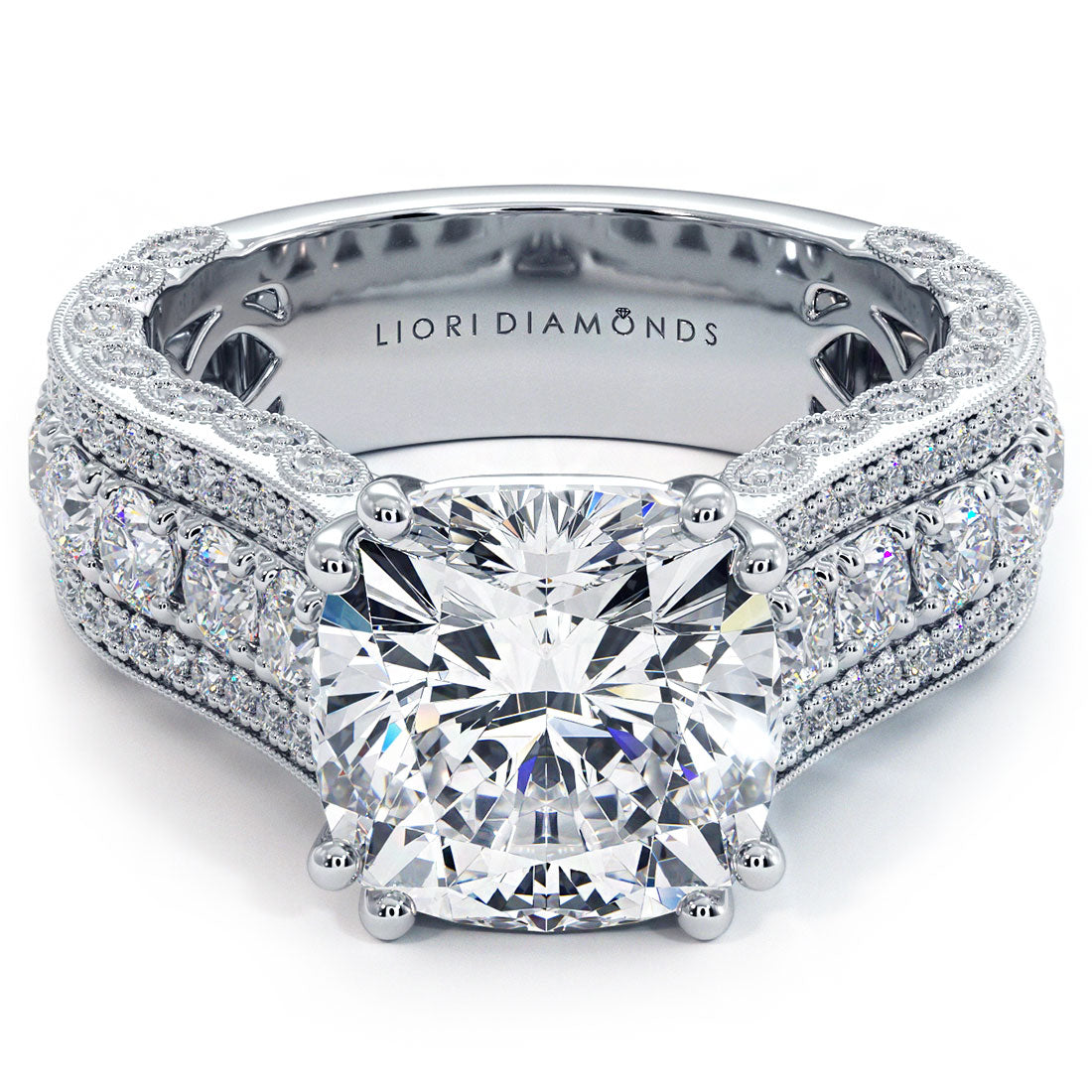 3.5 Carat Cushion Cut Vintage Style Milgrain