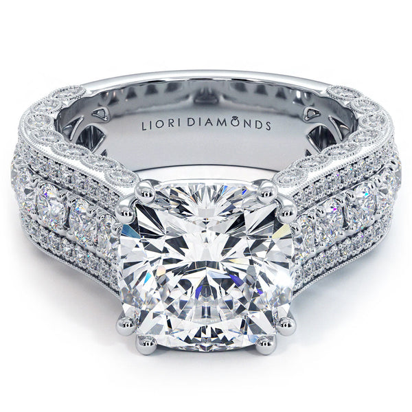 3.5 Carat Cushion Cut Vintage Style Milgrain