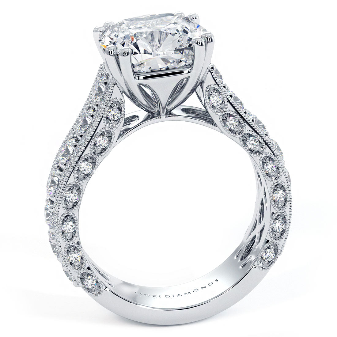 3.5 Carat Cushion Cut Vintage Style Milgrain