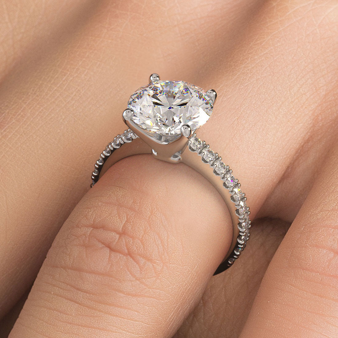 3 Carat Round Brilliant Petite Micro Prong Set