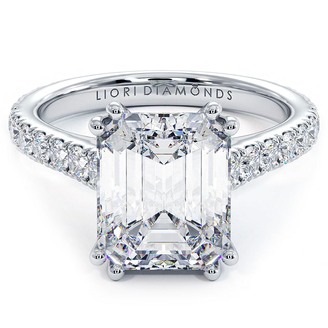 4 Carat Emerald Cut Petite Micro Prong Set