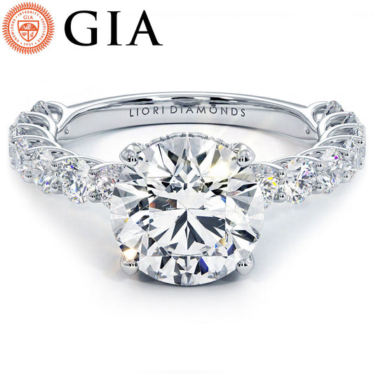 4.49ctw GIA Certified Round Brilliant Lucida set Lab Grown Diamond Engagement Ring 14k White Gold