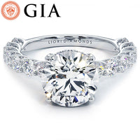4.15ctw GIA Certified Round Brilliant Under Halo Lucida set Lab Grown Diamond Engagement Ring set in 14k White Gold