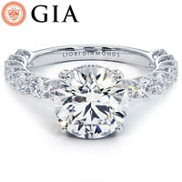 4.29ctw GIA Certified Round Brilliant Lucida set Lab Grown Diamond Engagement Ring 14k White Gold