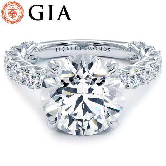 4.94ctw GIA Certified F-VS1 Round Brilliant Lucida set Lab Grown Diamond Engagement Ring set in Platinum
