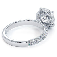 4.08ctw GIA Certified F-VS1 Round Brilliant Under Halo Trio Micropavé Lab Grown Diamond Engagement Ring 18k White Gold