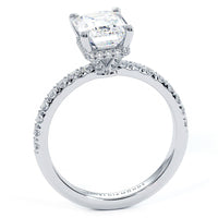 2.48ctw GIA Certified D-VS1 Emerald Cut Under Halo Petite Micropavé Lab Grown Diamond Engagement Ring set in Platinum