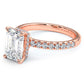2.55ctw GIA Certified G-VS2 Emerald Cut Under Halo Petite Micropavé Lab Grown Diamond Engagement Ring set in 14k Rose Gold