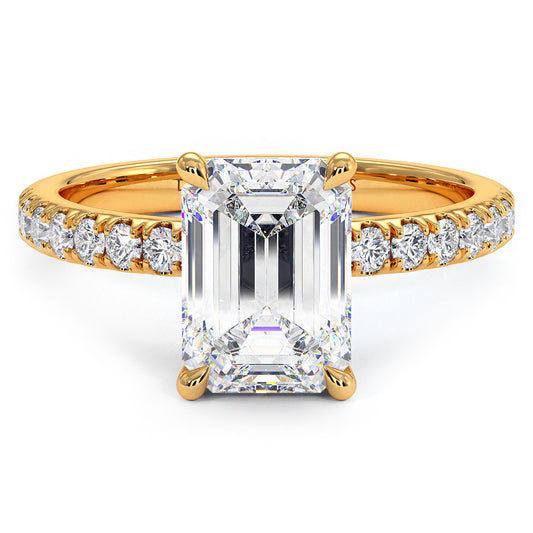 2 Carat Emerald Cut Under Halo Petite Micropavé