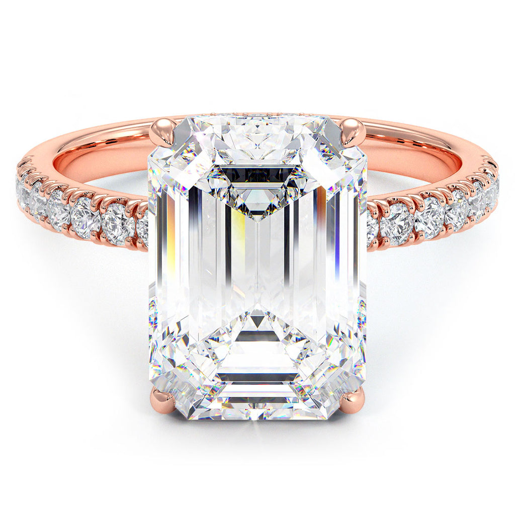 4 Carat Emerald Cut Under Halo Petite Micropavé