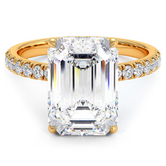 4 Carat Emerald Cut Under Halo Petite Micropavé