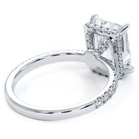 4.24 Carat F-SI1 Radiant Cut Under Halo Petite Micropavé Diamond Engagement Ring set in 14k White Gold