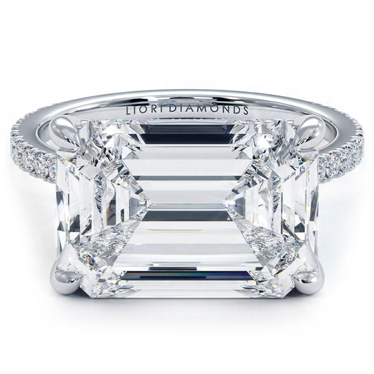 5 Carat Emerald Cut East to West Petite Micropavé