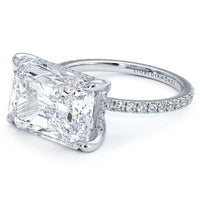 4.81ctw GIA Certified E-VS1 Radiant Cut East to West Petite Micropavé Lab Grown Diamond Engagement Ring set in Platinum