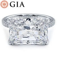 4.81ctw GIA Certified E-VS1 Radiant Cut East to West Petite Micropavé Lab Grown Diamond Engagement Ring set in Platinum