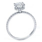 1.33ctw GIA Certified Round Brilliant Under Halo Petite Micropavé Lab Grown Diamond Engagement Ring set in Platinum