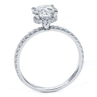 1.38ctw Round Brilliant Under Halo Petite Micropavé Lab Grown Diamond Engagement Ring 14k White Gold