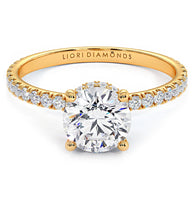 1.38ctw Round Brilliant Under Halo Petite Micropavé Lab Grown Diamond Engagement Ring 14k Yellow Gold