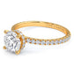 1.33ctw GIA Certified Round Brilliant Under Halo Petite Micropavé Lab Grown Diamond Engagement Ring set in 14k Yellow Gold