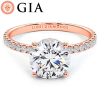 2.02ctw D-VVS2 GIA Certified Round Brilliant Under Halo Petite Micropavé Lab Grown Diamond Engagement Ring set in 14k Rose Gold
