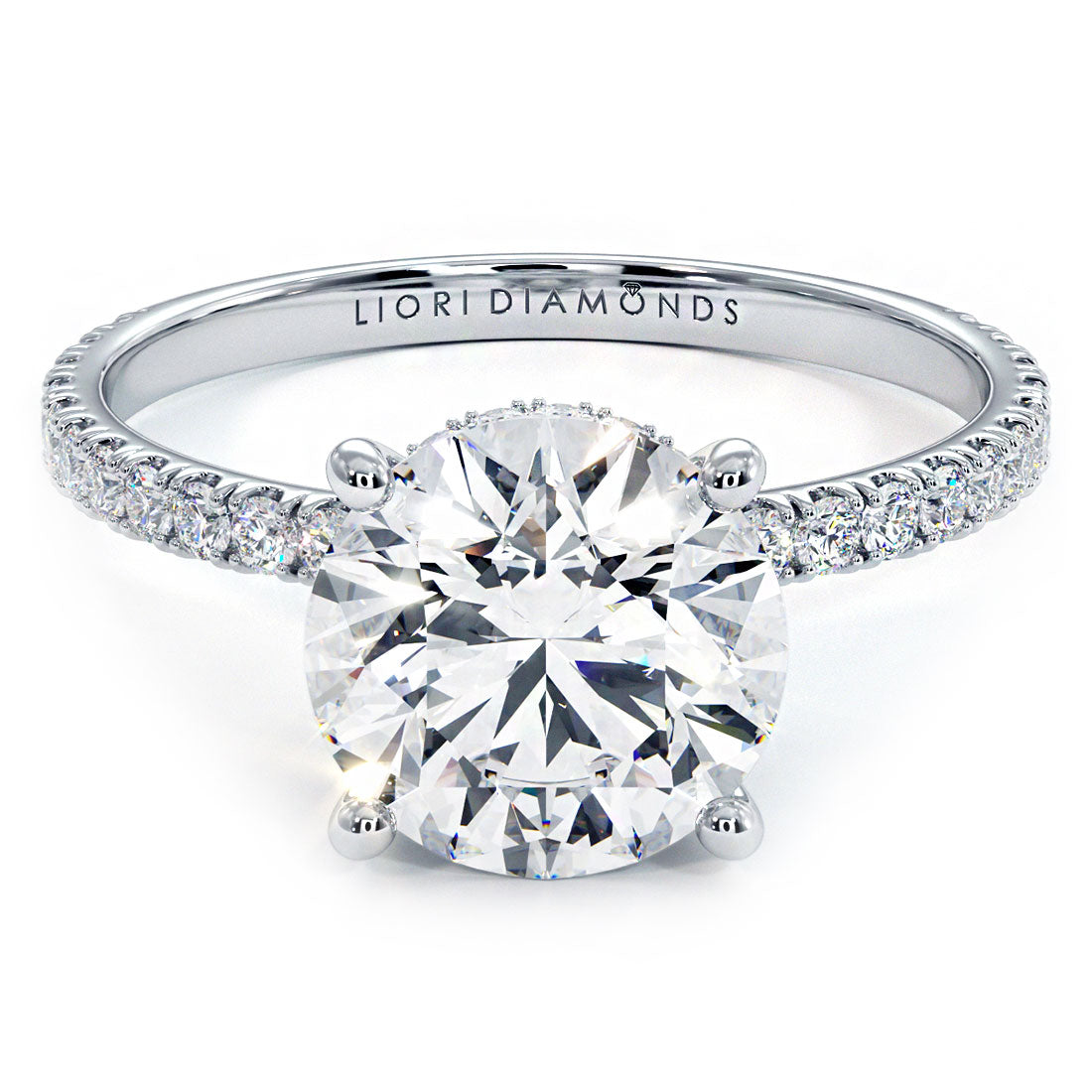 2 Carat Round Brilliant Under Halo Petite Micropavé