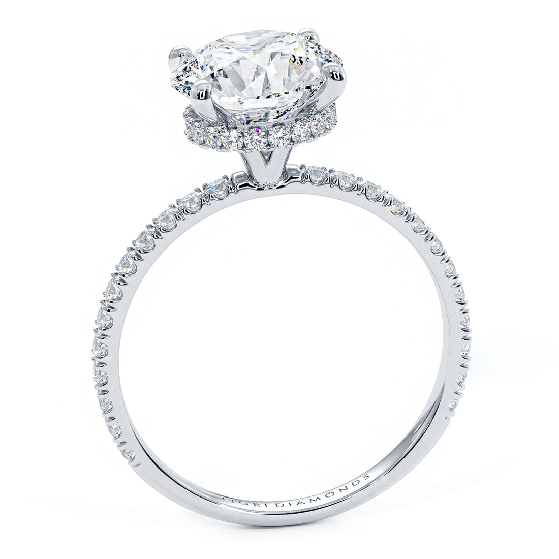 2 Carat Round Brilliant Under Halo Petite Micropavé