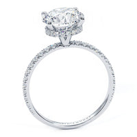 2.49ctw E-VVS2 GIA Certified Round Brilliant Under Halo Petite Micropavé Lab Grown Diamond Engagement Ring set in Platinum