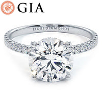 2.49ctw E-VVS2 GIA Certified Round Brilliant Under Halo Petite Micropavé Lab Grown Diamond Engagement Ring set in Platinum