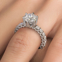 5.79ctw GIA Certified G-VS1 Round Brilliant 6 Prong Micropavé U Shape Lab Grown Diamond Engagement Ring 14k White Gold