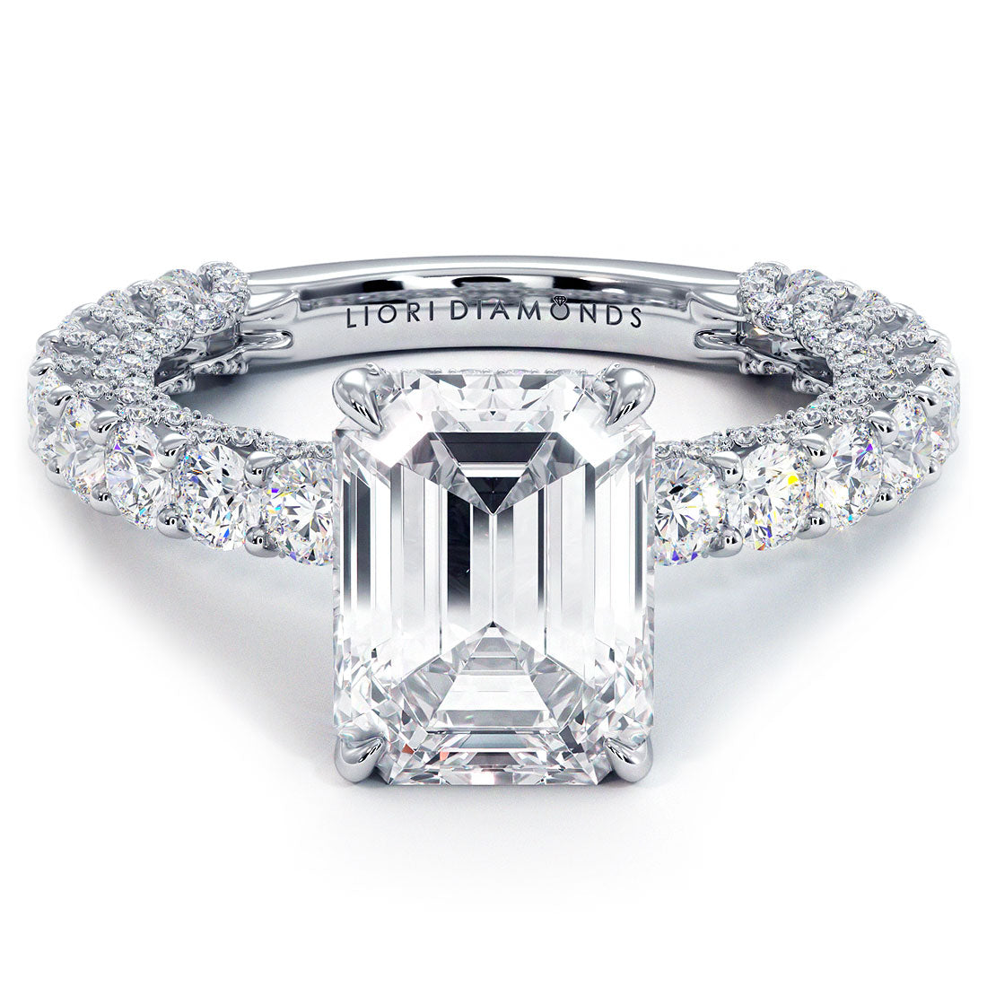 3 Carat Emerald Cut Micropavé Lucida Setting