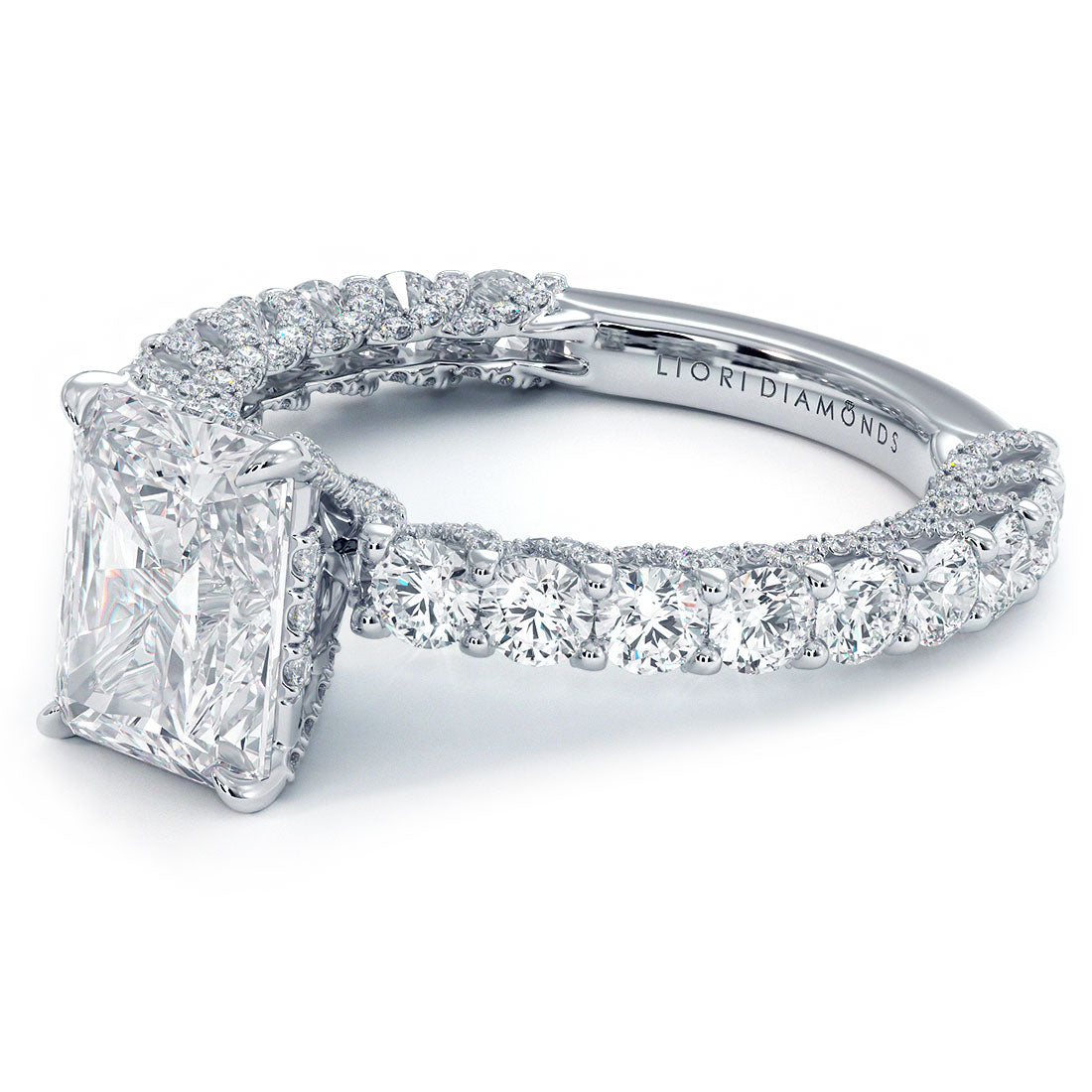 2 Carat Radiant Cut Micropavé Lucida Setting