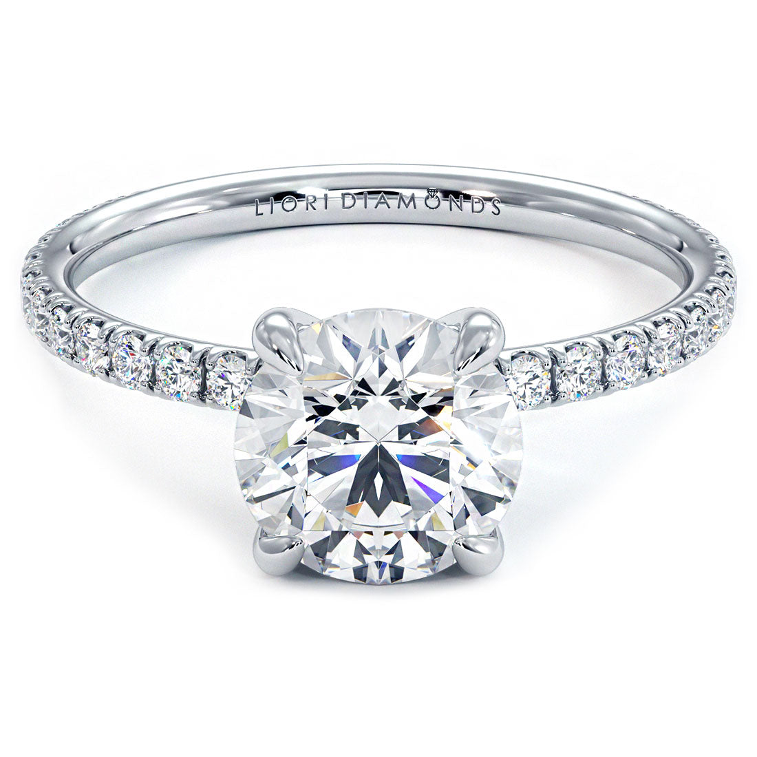 1.5 Carat Round Brilliant Wire Basket Petite Micropavé