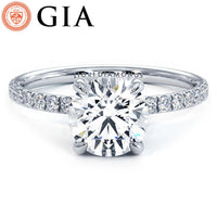 1.98ctw GIA Certified Round Brilliant Wire Basket Petite Micropavé Lab Grown Diamond Engagement Ring set in Platinum