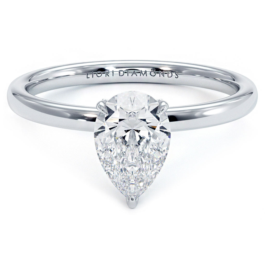 1 Carat Pear Shape Micropavé Wire Basket