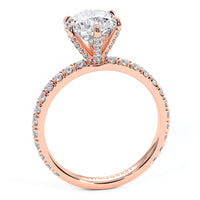 2.46ctw GIA Certified E-VS1 Round Brilliant Micropavé 6 Prong Petite Lab Grown Diamond Engagement Ring 14k Rose Gold