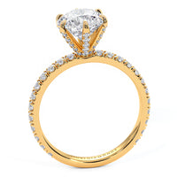 2.30ctw Round Brilliant D-VS1 Micropavé 6 Prong Petite Lab Grown Diamond Engagement Ring 14k Yellow Gold