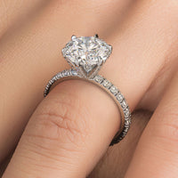 4.92ctw GIA Certified Round Brilliant Micropavé 6 Prong Petite Lab Grown Diamond Engagement Ring 14k White Gold