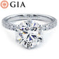 3.04ctw GIA Certified Round Brilliant Micropavé 6 Prong Petite Lab Grown Diamond Engagement Ring set in Platinum