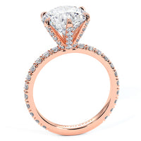 3.67ctw GIA Certified Round Brilliant Micropavé 6 Prong Petite Lab Grown Diamond Engagement Ring 14k Rose Gold