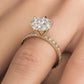 3.10ctw GIA Certified D-VS1 Round Brilliant Micropavé 6 Prong Petite Lab Grown Diamond Engagement Ring set in 14k Yellow Gold