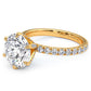 3.10ctw GIA Certified D-VS1 Round Brilliant Micropavé 6 Prong Petite Lab Grown Diamond Engagement Ring set in 14k Yellow Gold