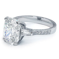 3 Carat Cushion Cut (Long) & Tapered Baguette Three Stone Micropavé