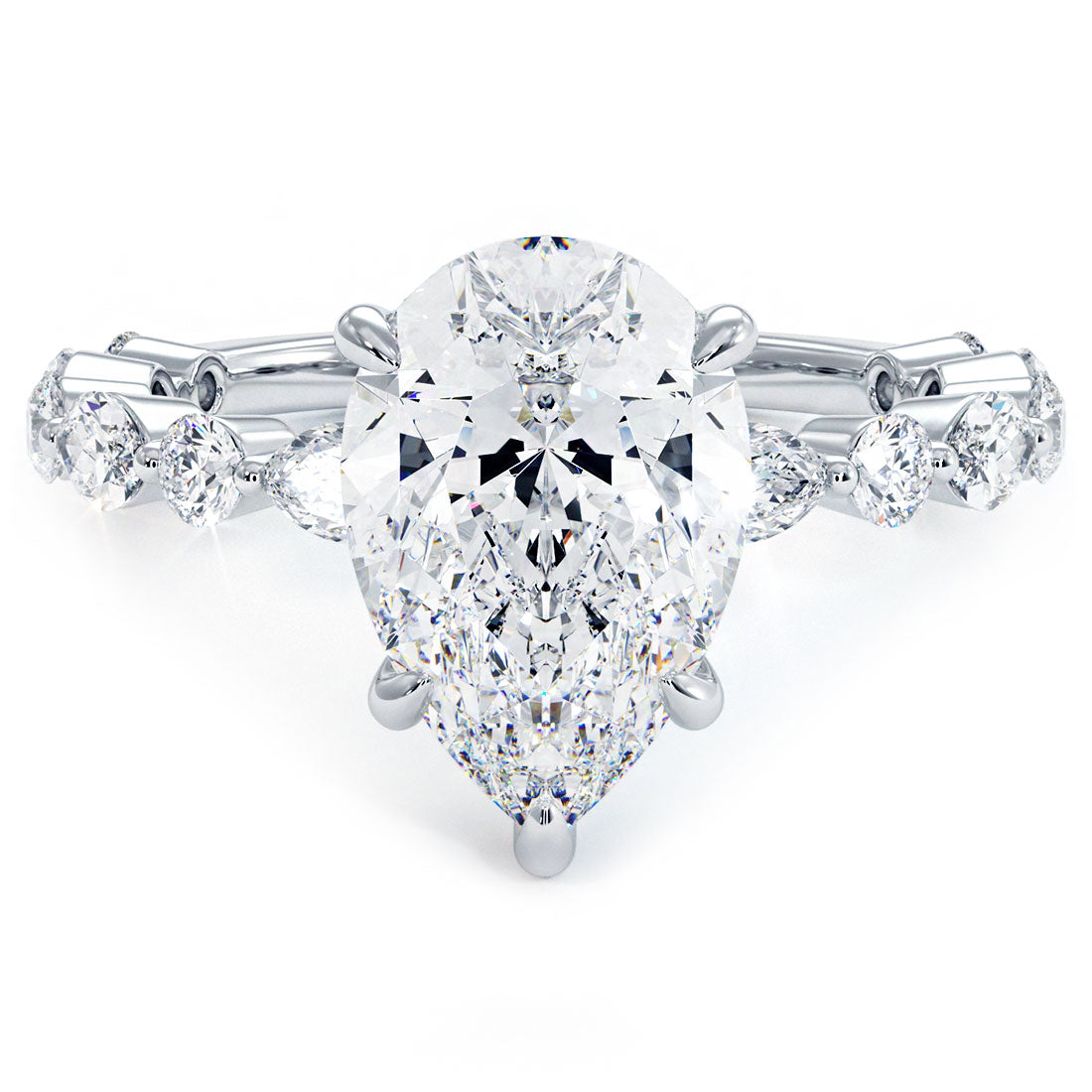 2 Carat Pear Shape Alternating Round & Marquise