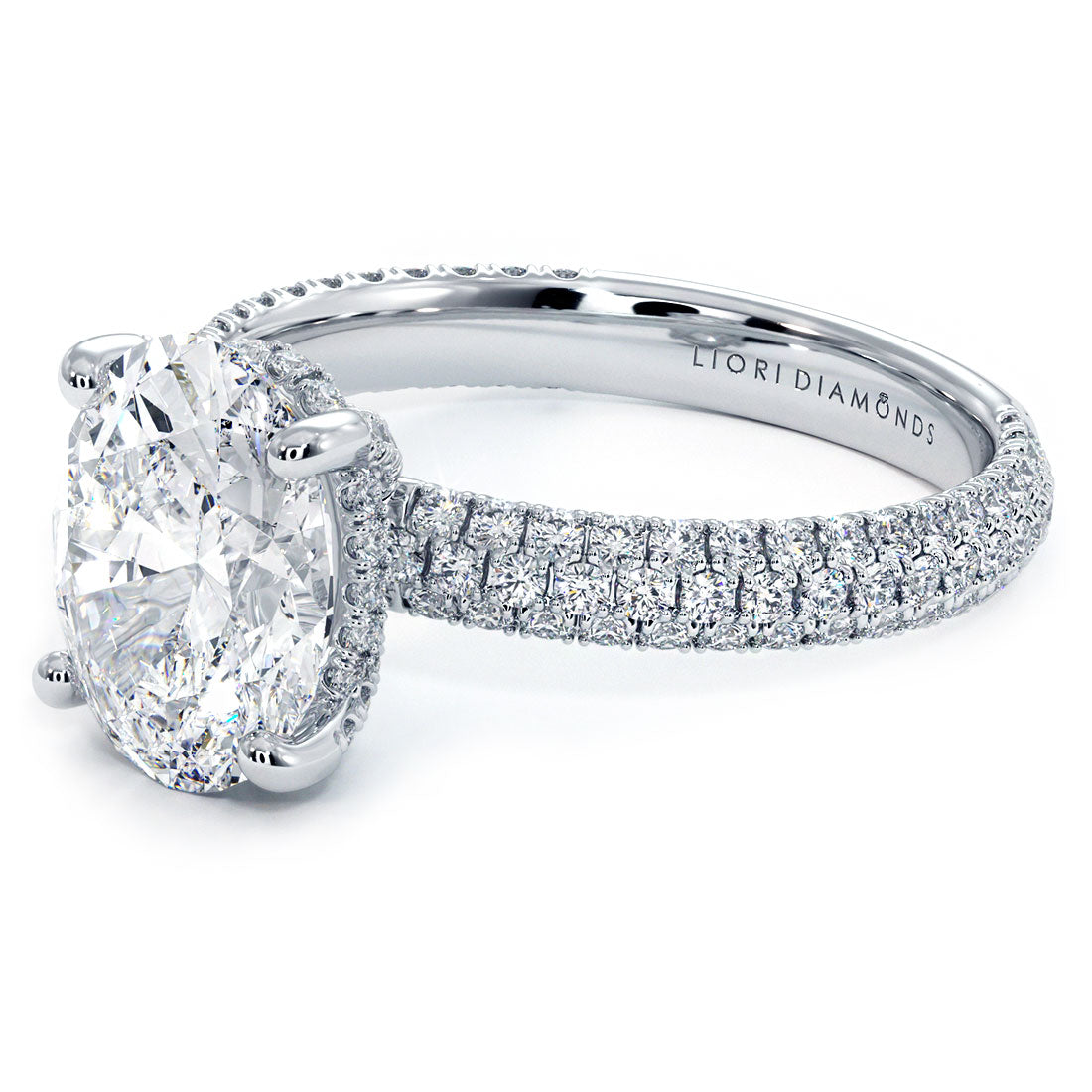 2 Carat Oval Cut Trio Micropavé