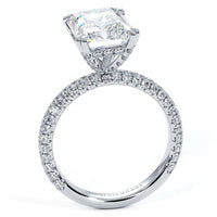 4.60ctw GIA Certified E-VS1 Radiant Cut Trio Micropavév Lab Grown Diamond Engagement Ring set in Platinum