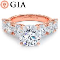 5.72ctw GIA Certified D-VS1 Round Brilliant XL Buttercup Lab Grown Diamond Engagement Ring set in 14k Rose Gold