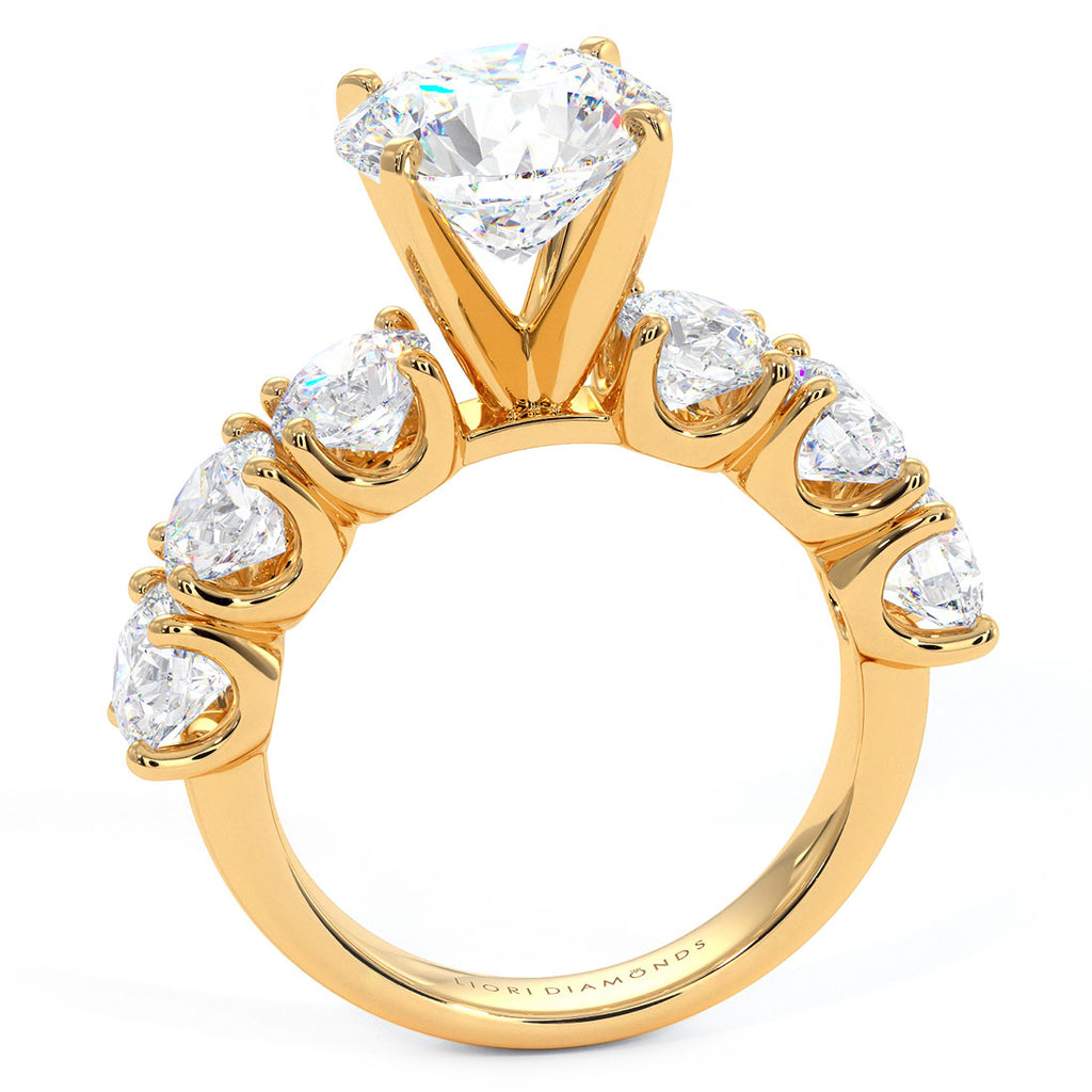 5.72ctw GIA Certified D-VS1 Round Brilliant XL Buttercup Lab Grown Diamond Engagement Ring set in 14k Yellow Gold