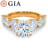 5.72ctw GIA Certified D-VS1 Round Brilliant XL Buttercup Lab Grown Diamond Engagement Ring set in 14k Yellow Gold