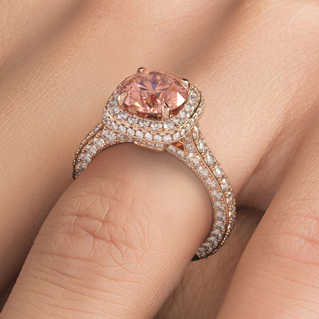 Pink diamond simulant ring for engagement or travel - Luxuria