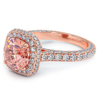 4.18ctw GIA Certified Fancy Intense Pink Lab Grown Diamond Engagement Ring 18k Rose Gold